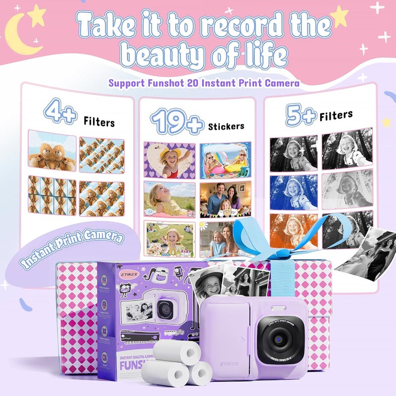 ETIKEZ Kids Instant Print Camera Paper, Thermal Printing Refill Set for Toddler Camera, Compatible with Funshot 20, HD Camera Thermal Printing Paper, 2.2" x 26ft (5.6cmx8m) Per Roll, 6 Rolls - Image 4